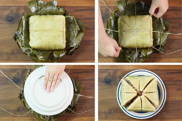 Mẹo cắt bánh chưng đẹp như nhà hàng